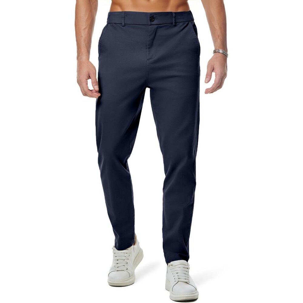 Men's Chino Pants Casual Elastic Waist Tapered Golf Trousers